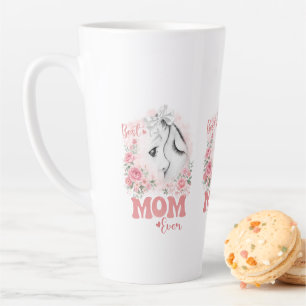 Sweet Mother and Child Watercolor Roses "Best Mum Latte Mug