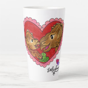 Sweet Mother and Daughter Dinosaur Heart Latte Mug