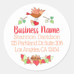 Sweet Mother Bird and Nest Business Return Address Classic Round Sticker