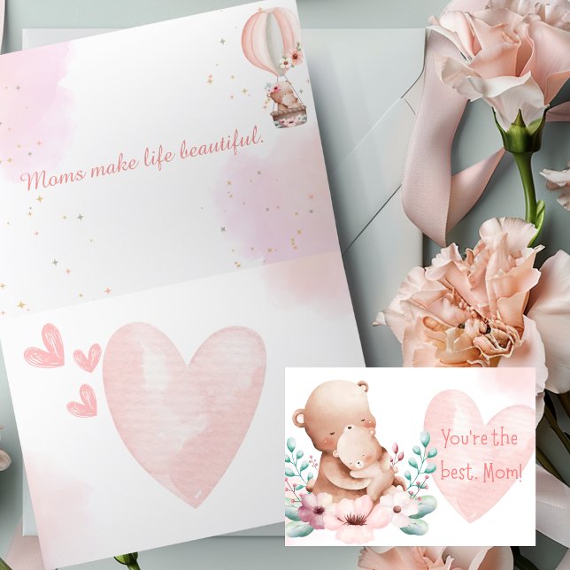 Sweet Mother's Day Card with Bear & Floral Design (Creator Uploaded)