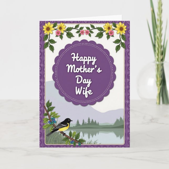 Sweet Mothers Day Lake Bird Card (Front)