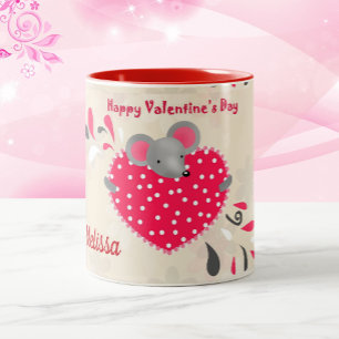 Sweet Mouse Happy Valentines Day Cup Custom