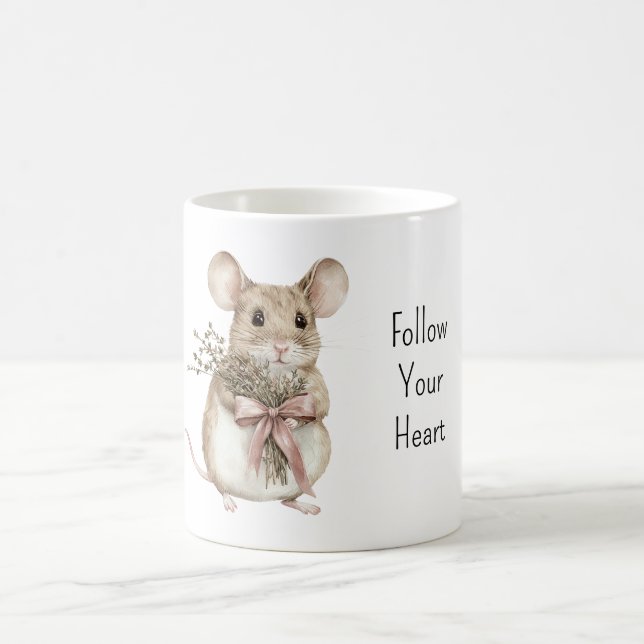 Sweet Mouse Roses Pink Bow Coffee Mug (Center)