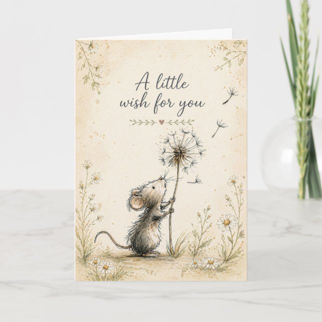 Sweet Mouse Wish | Thinking of You Card (Front)