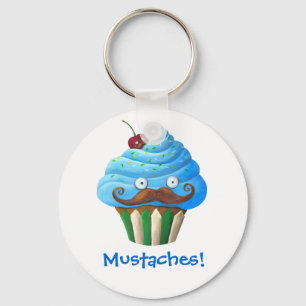 Sweet Moustached Cupcake Key Ring