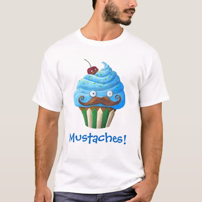 Sweet Moustached Cupcake T-Shirt (Front)