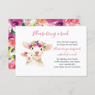 Sweet Mum And Baby Lamb Baby Shower Book Card