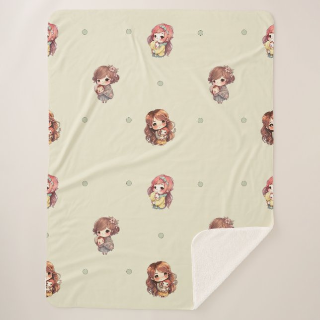 Sweet Mum And Baby Sherpa Blanket (Front)