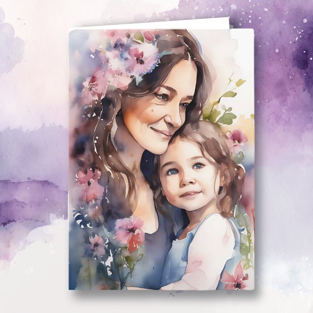 Sweet Mum and Daughter Purple | Mother's Day Card (Creator Uploaded)