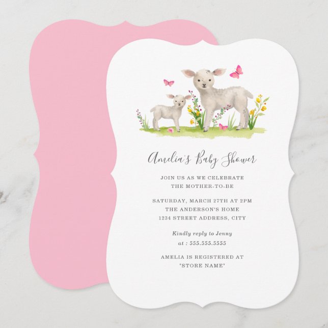 Sweet Mum Baby Sheep Baby Shower Invitation (Front/Back)