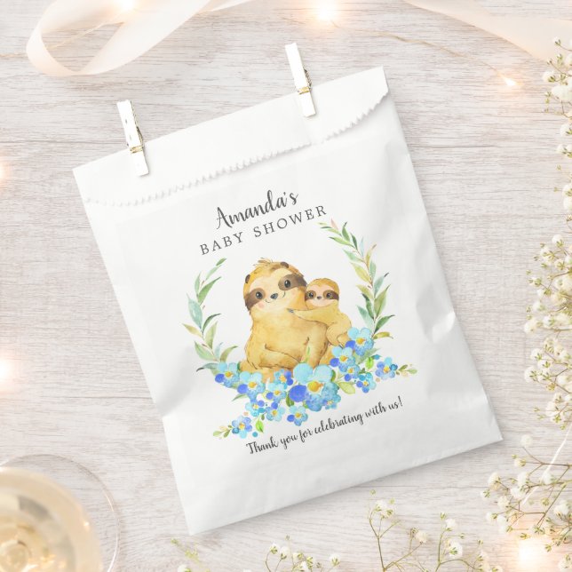 Sweet Mum & Baby Sloth Shower Favour Bags (Clipped)