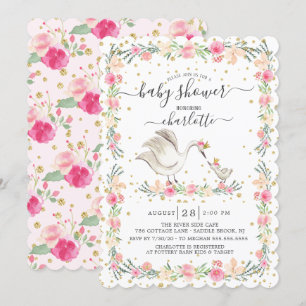 Sweet Mum & Baby Swan Baby Shower Invitation