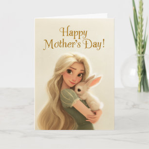 Sweet Mum Holding Bunny Happy Mother’s Day Card