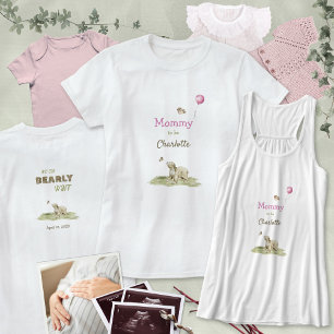 Sweet Mum to Be Bearly Wait Pink Balloon Baby Girl T-Shirt