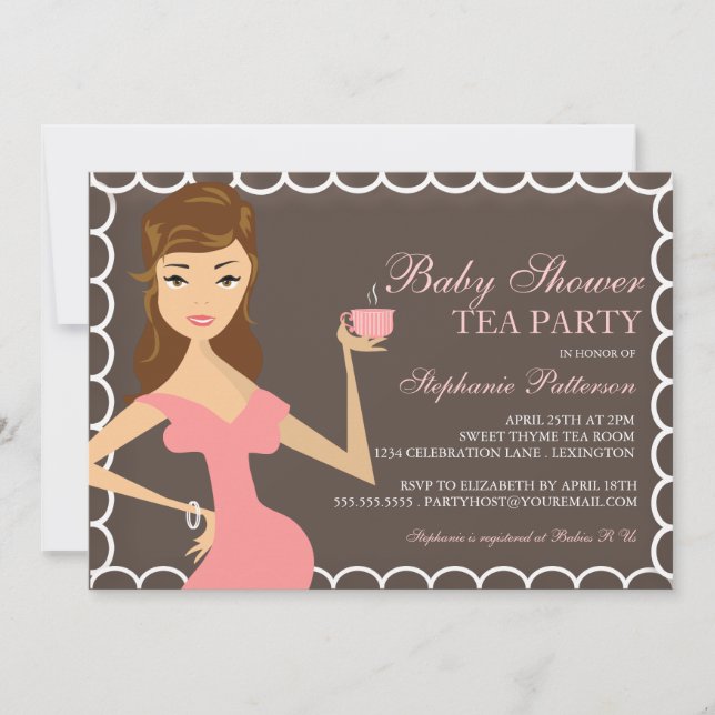 Sweet Mummy Baby Shower Tea Party Invitation Pink (Front)