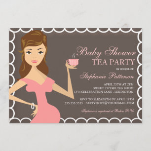 Sweet Mummy Baby Shower Tea Party Invitation Pink
