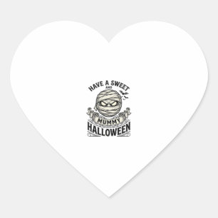 Sweet Mummy Halloween Vintage Vector Design_1 Heart Sticker