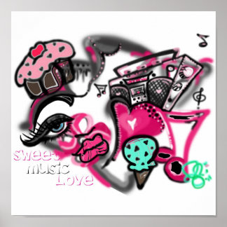 Sweet Music Love Grafitti Couture-ist Poster