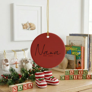 Sweet Nana EST Year Minimal Keepsake Script Ceramic Tree Decoration