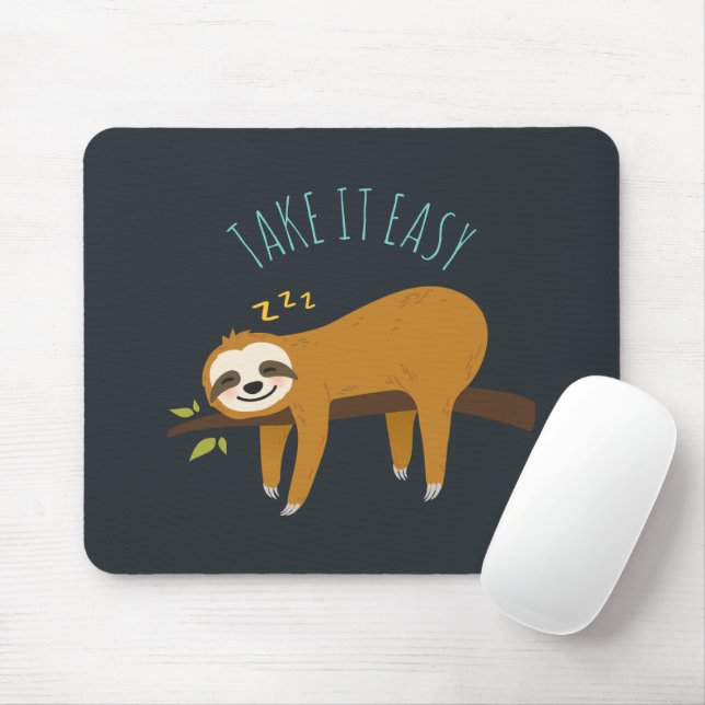 Sweet Napping Sloth "Take It Easy" Mouse Mat (With Mouse)
