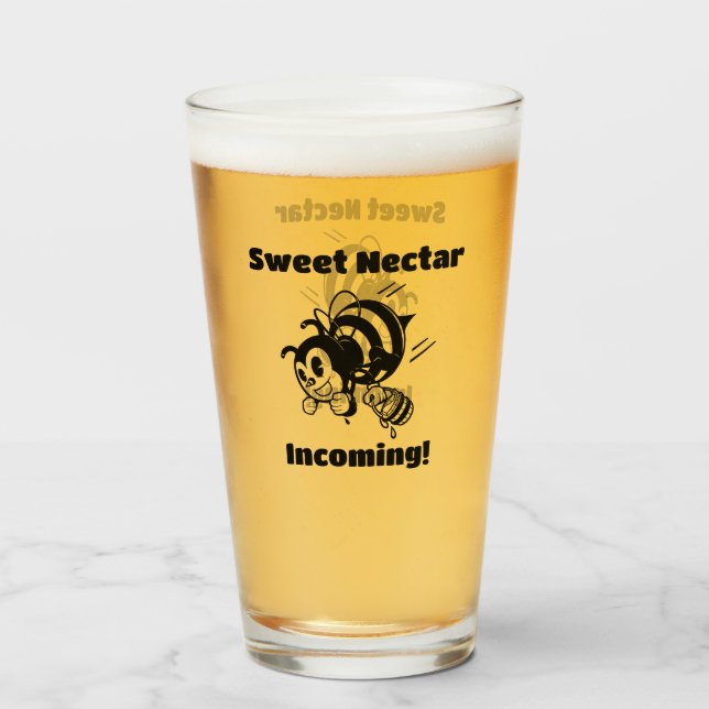 Sweet Nectar Incoming! Busy Bee Buckets Cartoon Glass (Front Filled)