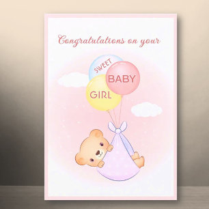 Sweet! New Baby Girl Folded Greeting Card