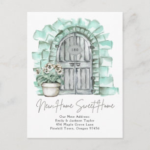 Sweet New Home - New Address Watercolor Door Announcement Postcard