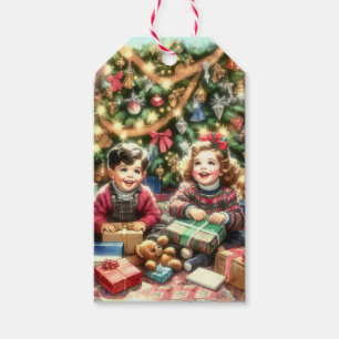 Sweet Nostalgic Children on Christmas to and from Gift Tags