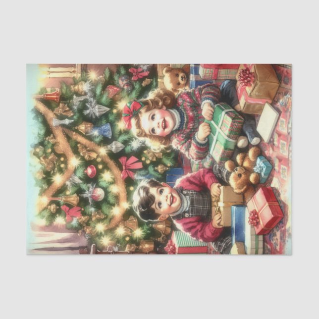 Sweet Nostalgic Children on Christmas to and from Tissue Paper (Front)