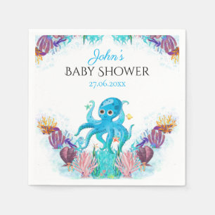 Sweet Ocean Octopus Seashells Baby Shower Napkins