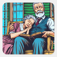 Sweet Old Couple Napping on the Front Porch