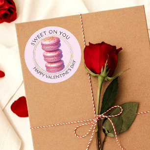 Sweet on You Happy Valentine's Day Macaron Classic Round Sticker