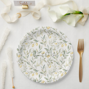 Sweet On You Lemons Wedding Paper Plate