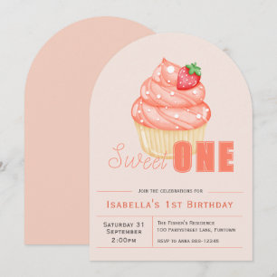 Sweet ONE 1st birthday girl arch Invitation