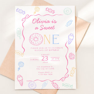Sweet One 1st Birthday Invitation Candy Land First