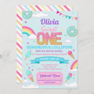 Sweet One 1st Birthday Party Candy Land Invitation