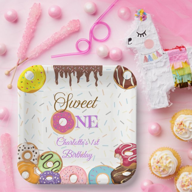 Sweet One 1st Birthday Party Plate | Customisable (Party)