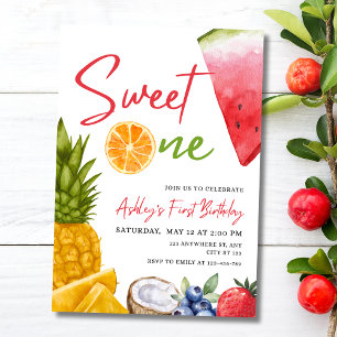 Sweet One 1st Birthday Summer Tropical Fruit Kids Invitation