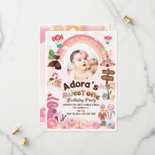 Sweet One Birthday Doughnut Invitation