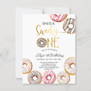 Sweet One Birthday Invitation, 1st Birthday Girl Postcard
