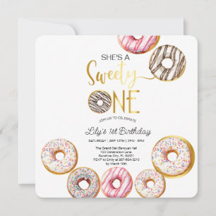Sweet One Birthday Invitation, 1st Birthday Girl Thank You Card