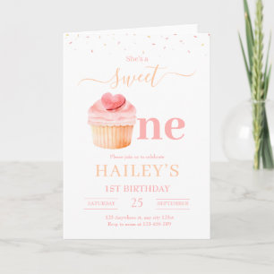 Sweet One Birthday Invitation, Cupcake Birthday Invitation