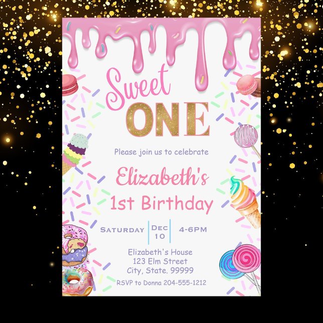 Sweet One Birthday Invitation for Girl   (Creator Uploaded)