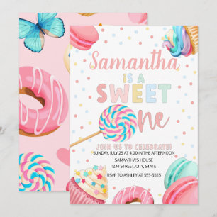 Sweet One Birthday Invitation, Pastel Sweets  Invi Invitation