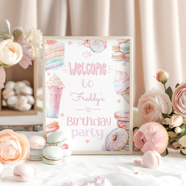 Sweet one birthday party ice cream sweets poster (Creator Uploaded)