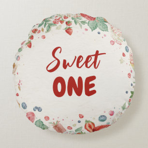 Sweet One Birthday Strawberry Doughnut Ice Cream 1 Round Cushion