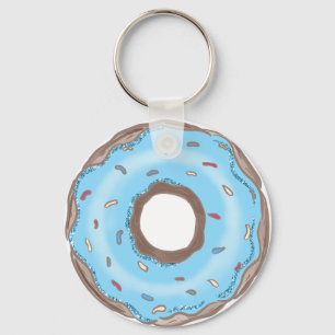 Sweet One Boy Blue Doughnut Birthday Favours Butto Key Ring