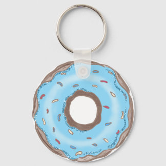 Sweet One Boy Blue Doughnut Birthday Favours Butto Key Ring