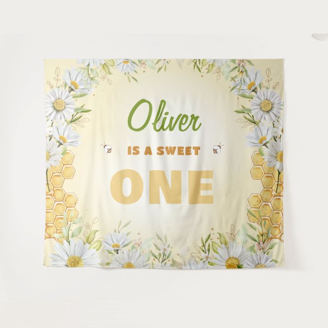 Sweet One Bumblebee 1st First Boy Birthday Party Tapestry (Front (Horizontal))