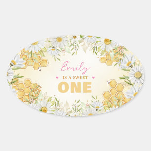 Sweet One Bumblebee 1st First Girl Birthday Beeday Oval Sticker